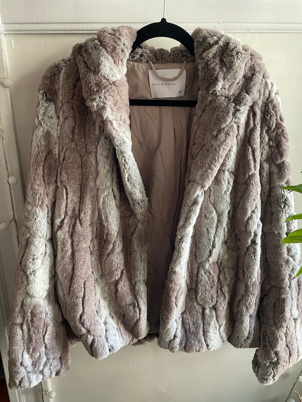 Olivaceous Grey Faux Fur Jacket - Women's Coat